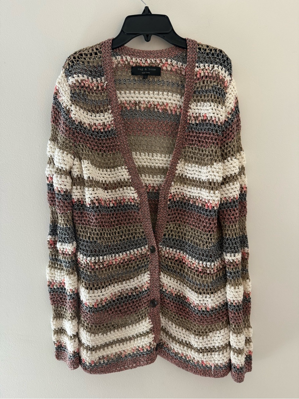 Rag & Bone Open-Knit Striped Cardigan Size M #Lux-W
